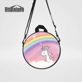 

Dispalang Custom Design Round Backpack for Children Cartoon Unicorn Rainbow Printing School Bags for Kindergarten Mini Rugtas