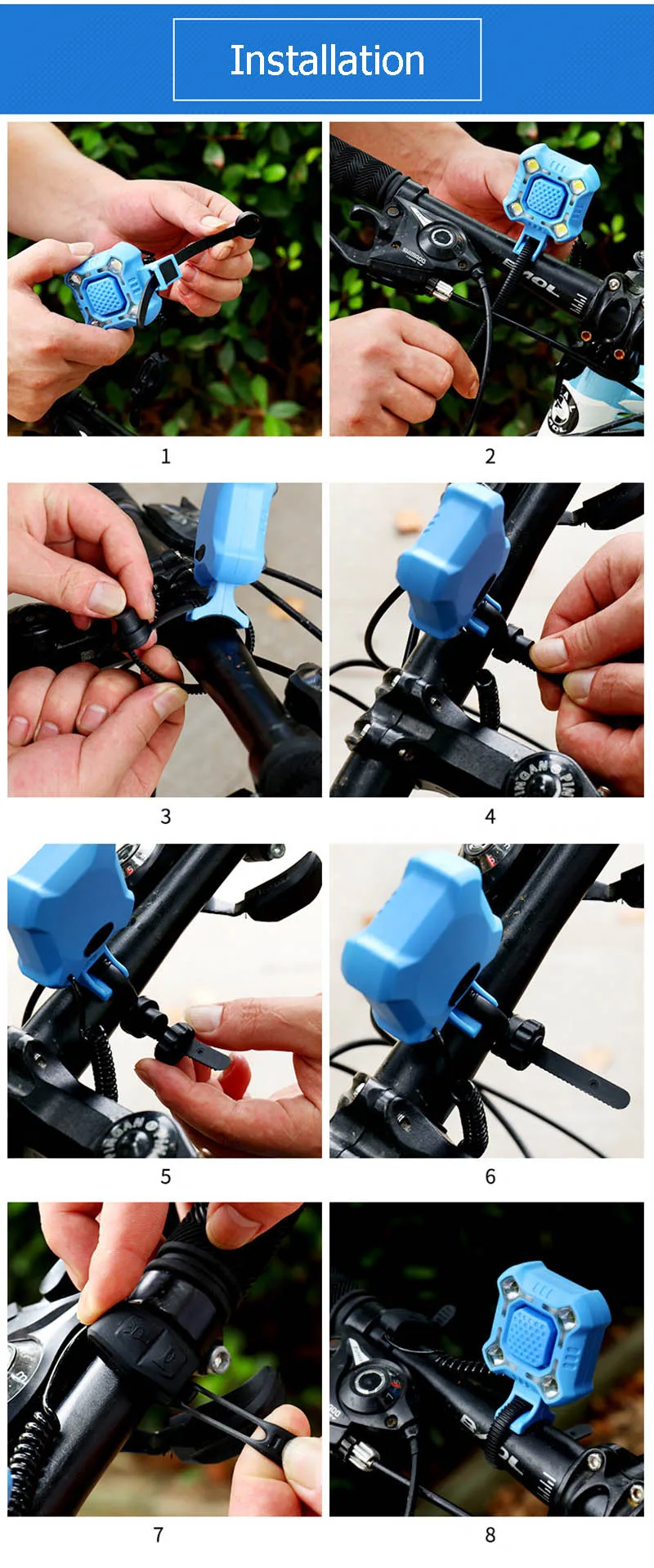 2 in 1 Bicycle Bell Bike Light USB Charging 120db MTB Road Bike Front Handlebar Electronic Horn Waterproof Cycling Lamp PA0117 (9)