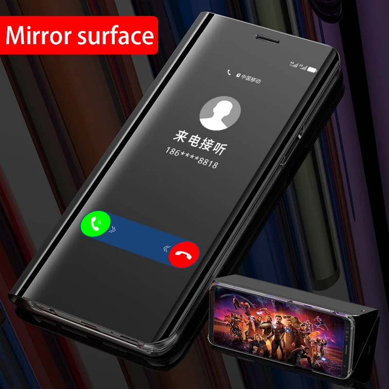 Роскошный зеркальный флип чехол для смартфона Huawei Y5 Y7 Y9 2018 Huawey huavei prime Y 5 7 9