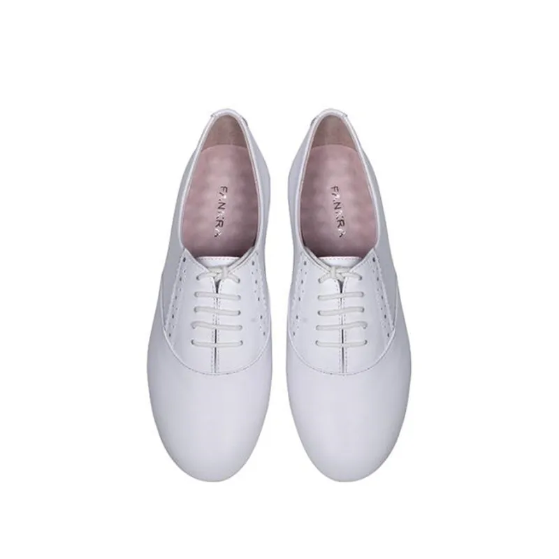 

Eunice Choo Comfortable Casual Women Shoes Round Toe White Solid Genuine Leather Spring Lace-Up Shallow Sewing Career Hot Flats