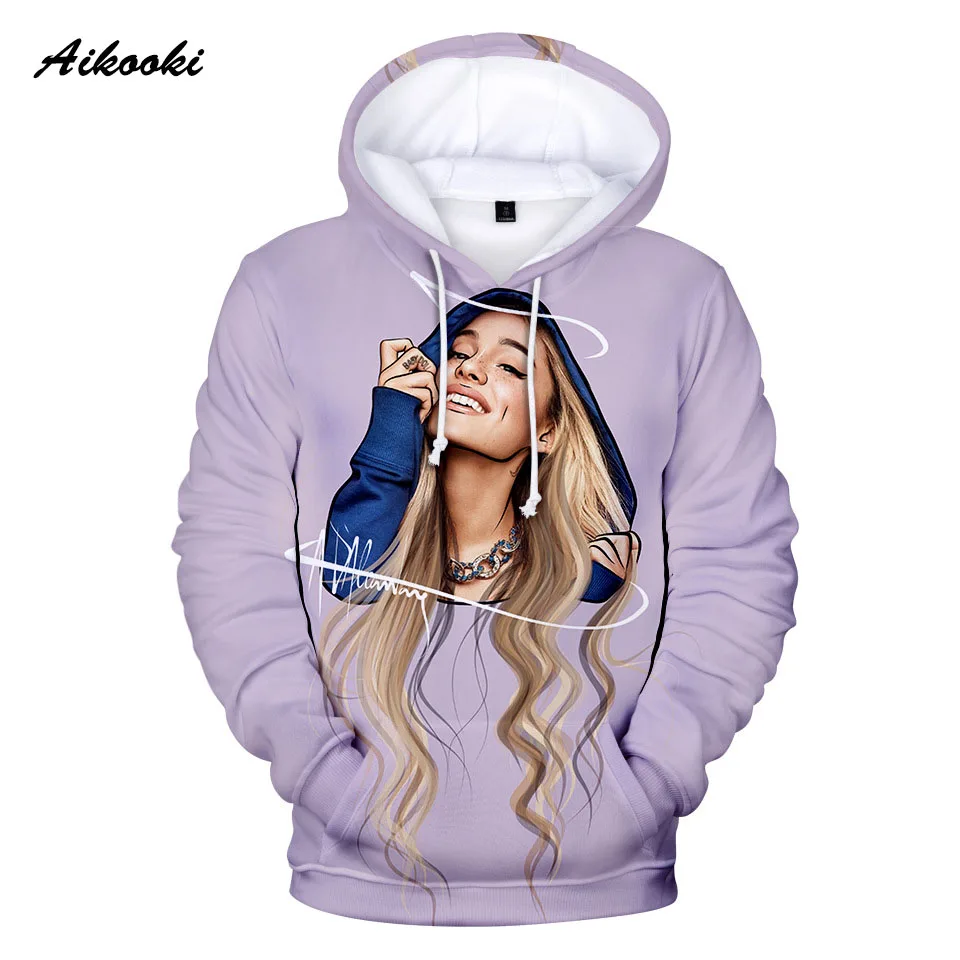 Aikooki Ariana Grande/толстовки с капюшоном для женщин и мужчин, пуловер с капюшоном для мальчиков и девочек, знаменитые звезды, Ариана Гранде, одежда с капюшоном