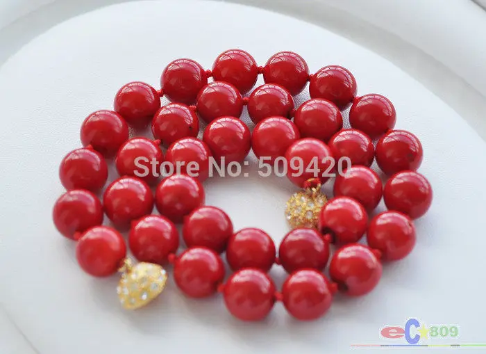 

Wholesale>>>S1433 AAA 18" 12mm red round coral bead NECKLACE #@
