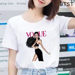Harajuku корейский Vogue Девушка Графический футболки белый хлопок Графический футболки для женщин японская Удобная футболка Femme Готический 90 s
