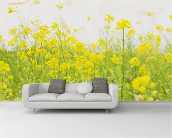

Beibehang Custom wallpaper simple small fresh rape flower garden background living room bedroom TV sofa background 3d wallpaper