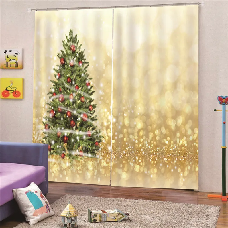 

3D Print Digital Christmas Modern blackout curtains for living room bedroom for window treatment drapes solid finished A1