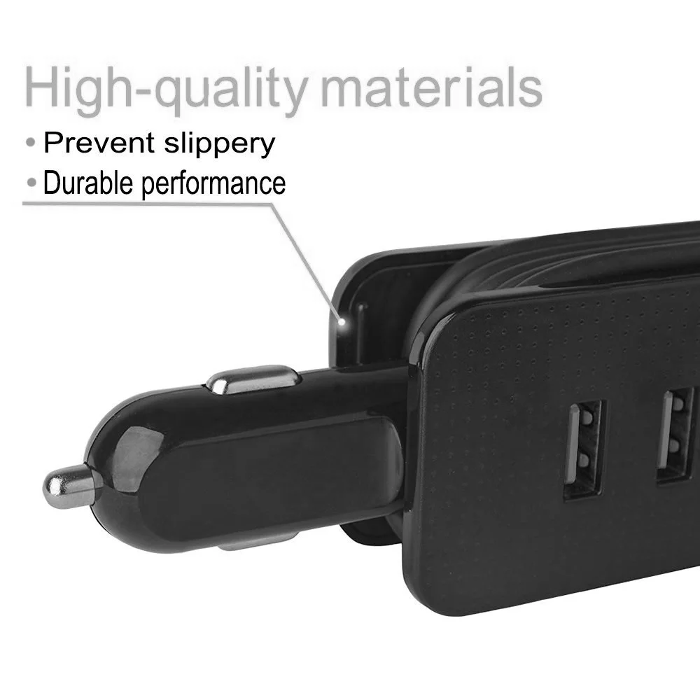 شاحن سيارة 4 منافذ 5 فولت 4.1A USB متعدد المنافذ شاحن الهاتف شاحن سفر محمول مع تمديد 1 متر كابل للهواتف أقراص GPS