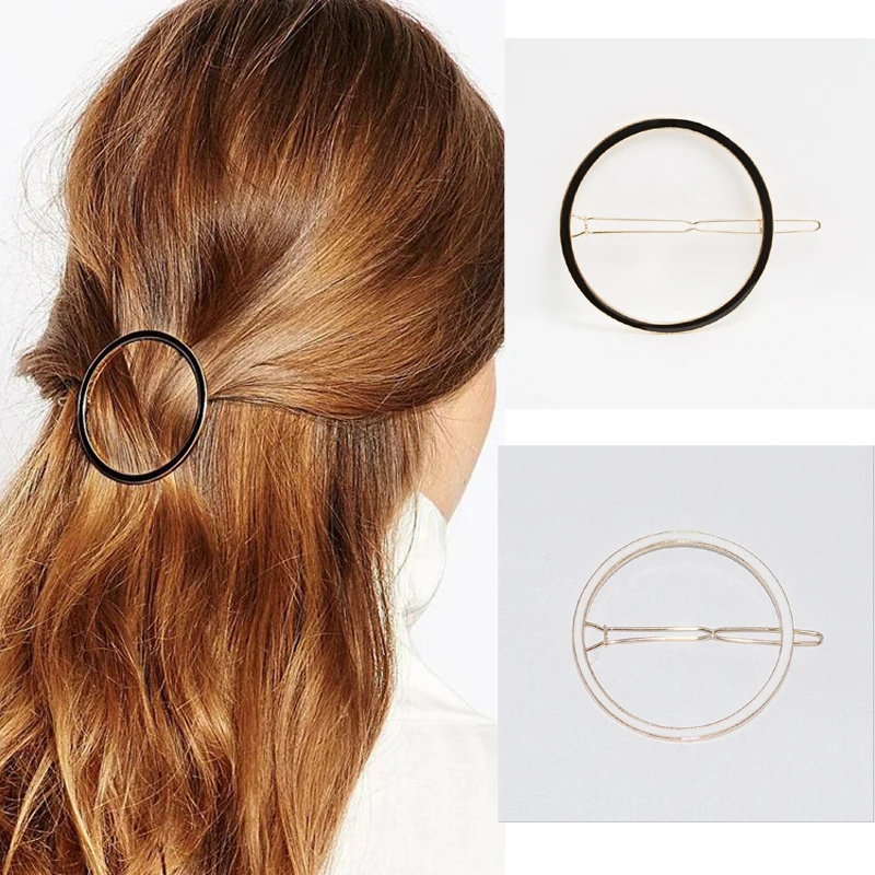 12 PCS Metal Black White Round Barrette Circle Hairpin Punk Circular
