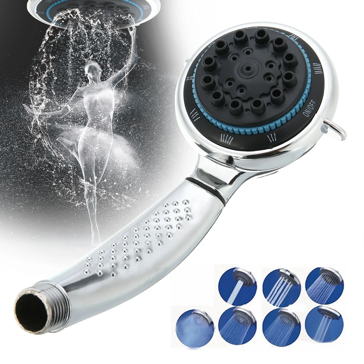5-Spray Modes Function Bathroom Handheld Bath Shower Head Handset Water Saving 