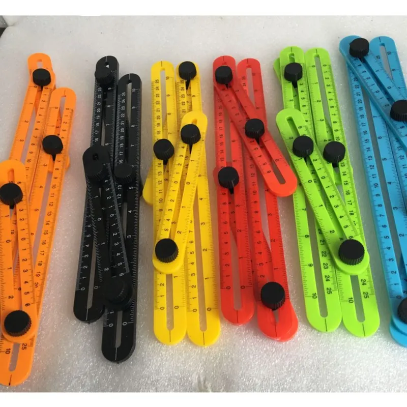 

Practical Four Folding Plastic Angle Ruler Multifunctional Measuring tools for school Stationery