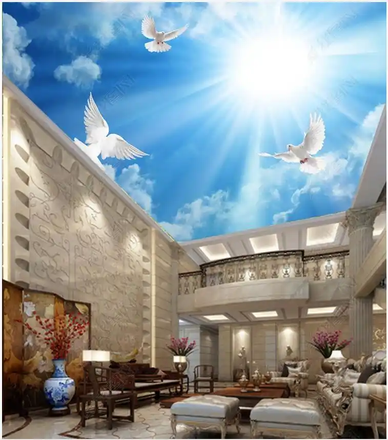 Custom Photo Wallpaper 3d Ceiling Wallpaper Hd Blue Sky White