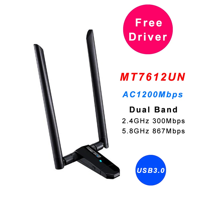 Wifi сетевая карта AC1200Mbps USB3.0 беспроводная WiFi антенна адаптер MT7612U IEEE 802.11AC Wifi ключ приемник передатчик