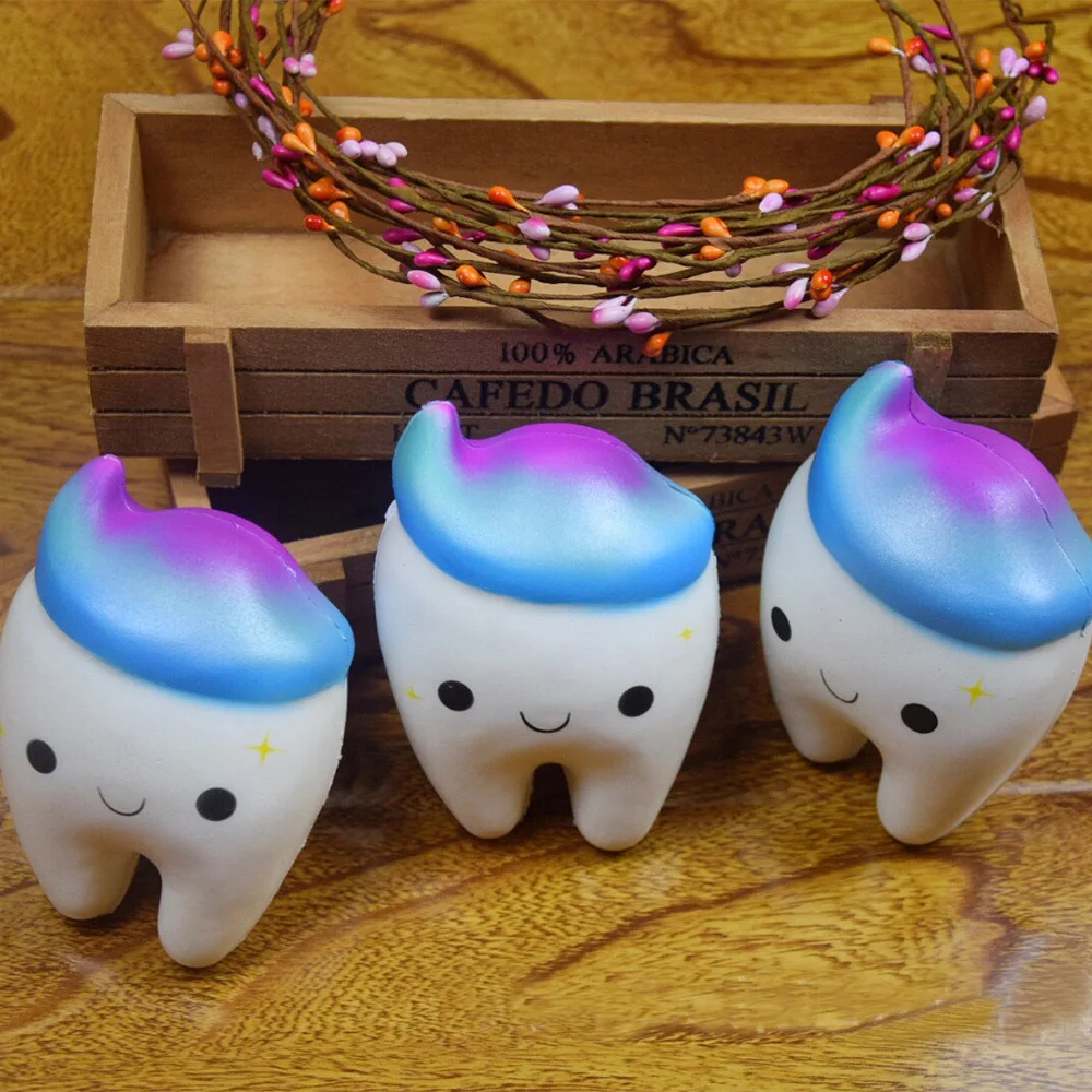 11 5CM Jumbo Squishy Tooth Anti strss Toy Squishies Easter Gift Squishy Slow Rising Phone Straps
