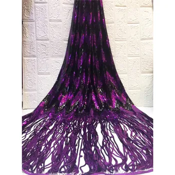 

Tassels Sequined Fabric Lace Ribbon Embroidered Frecnh Mesh Net Lace Fabrics Material For Nigerian women Wedding Dress F4-2191