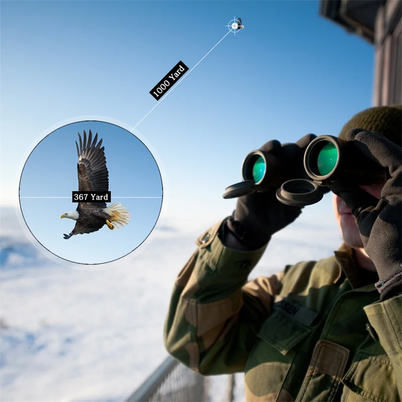 10x42 HD мощный Компактный бинокль военный телескоп водонепроницаемый противотуманный светильник для наблюдения за птицами на открытом воздухе HT38-0018
