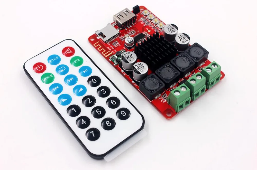 

TPA3116 50W+50W Bluetooth Receiver Digital Audio Amplifier Board TF card U disk player FM Redio With Remote control For Speaker