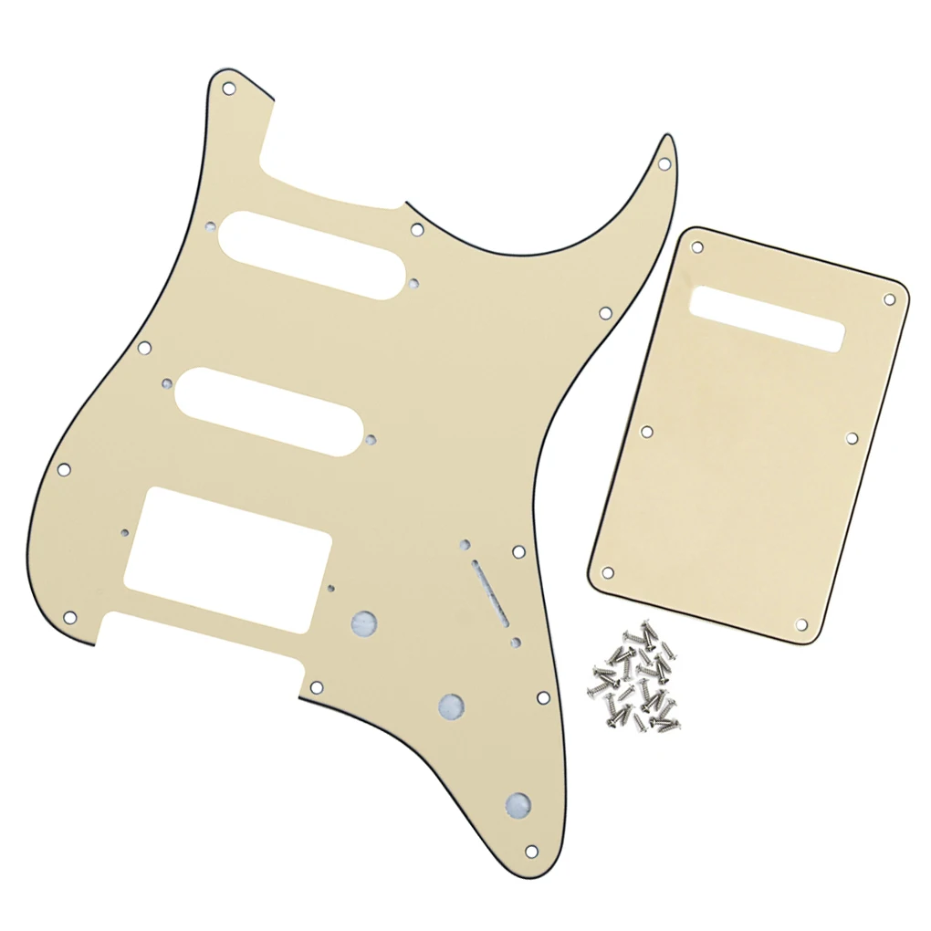 Новый 3Ply ПВХ SSH Гитара Pickguard скретч пластина + задняя пластина Tremolo крышка + винты для гитара FD Strat запчасти крем