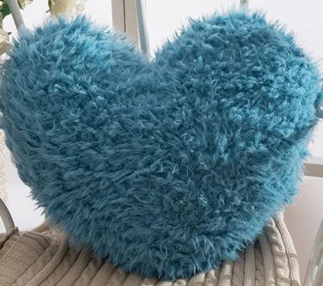 Берберский флис пушистое сердце подушка с молнией диван Подушка плюшевая игрушка подарок для украшения свадебной вечеринки - Цвет: blue