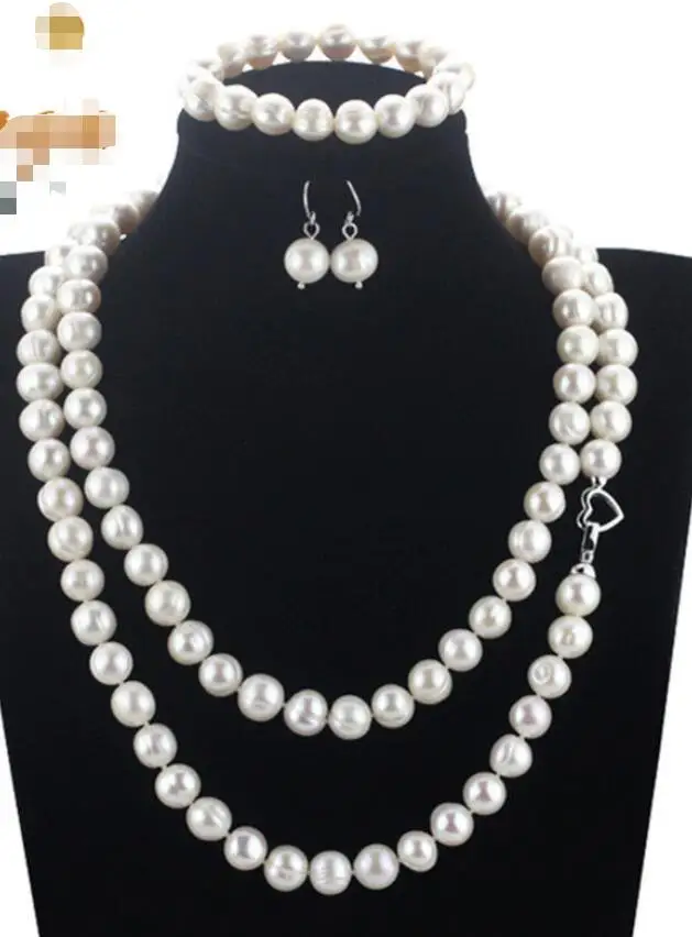 

Free Shipping >>>>> Cultured Off Round A Freshwater Pearl Necklace Bracelet Earrings Set