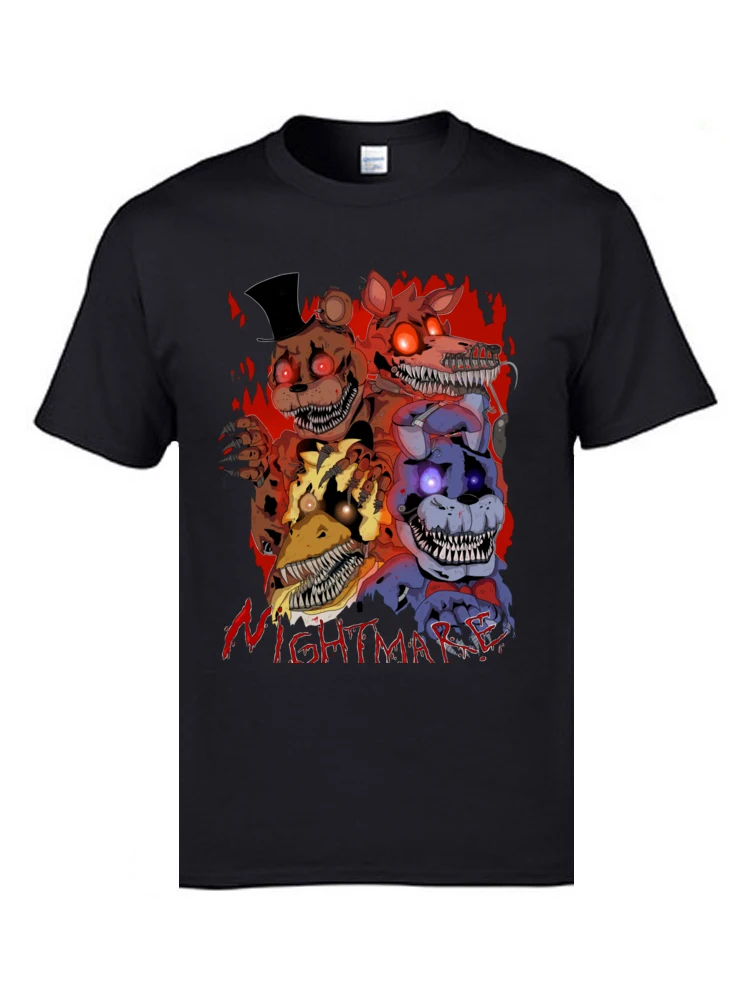 FamilyCustomized Short Sleeve Tops & Tees Summer Funny O-Neck 100% Cotton Tops Tees Men's T Shirts Design  Free Shipping Fnaf 4   Nightmare  10203 black