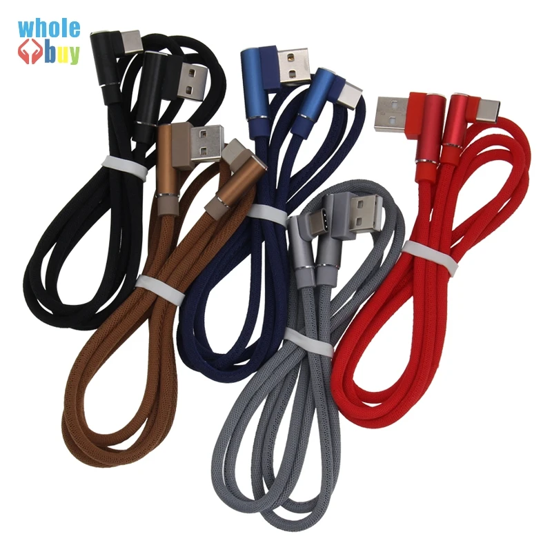 US $303.02 300pcsLot Wholesale 1m 2m 3m 90 Degree Fabric Elbow Game Cable Type C 8pin Micro USB 5pin Data Cable For IPhone X Huawei HTC