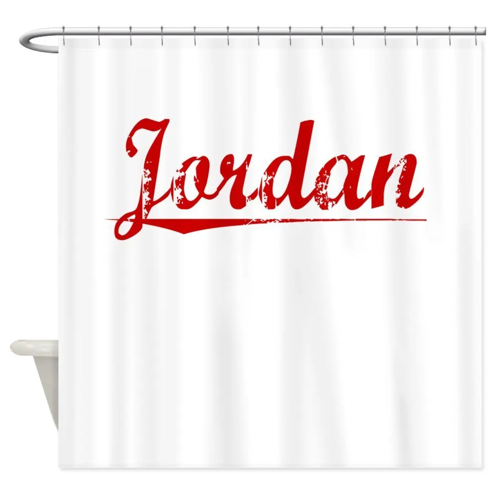

Jordan, Vintage Red Shower Curtain Mat Decorative Waterproof Polyester Fabric Bathroom Curtain Set Home Bath Decor