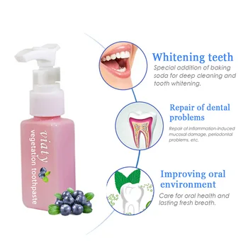 

Hot sale Baking soda Toothpaste Stain Remover Whitening Toothpaste Fight Bleeding Gums Press Type Fresh Toothpaste