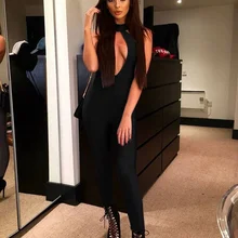 Комбинезоны оптом Комбинезоны для малышек черный для женщин повязки выдалбливают полной длины вечерние