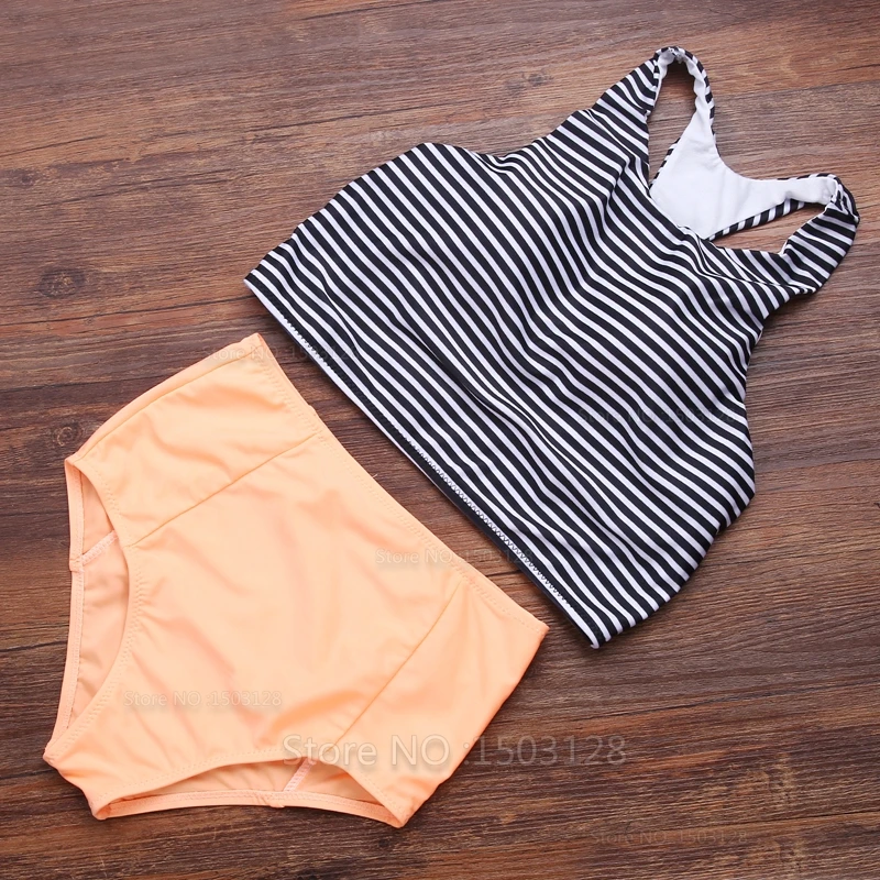 high neck serbatoi sexy caldo del bikini set push up imbottito top orange inferiore tankini swimsuit swimwear bathing usura acqu