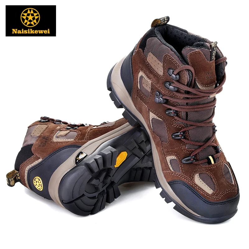 

Men professional outdoor walking trekking shoes male genuine leather waterproof breathable climbing camping moutaineering shoes