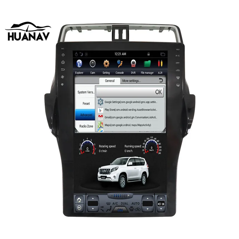 Perfect Supper Tesla style Car GPS Navigation Head Unit Android6.0 Car DVD player GPS navigation for TOYOTA Land Cruiser Prado 150 2018 6