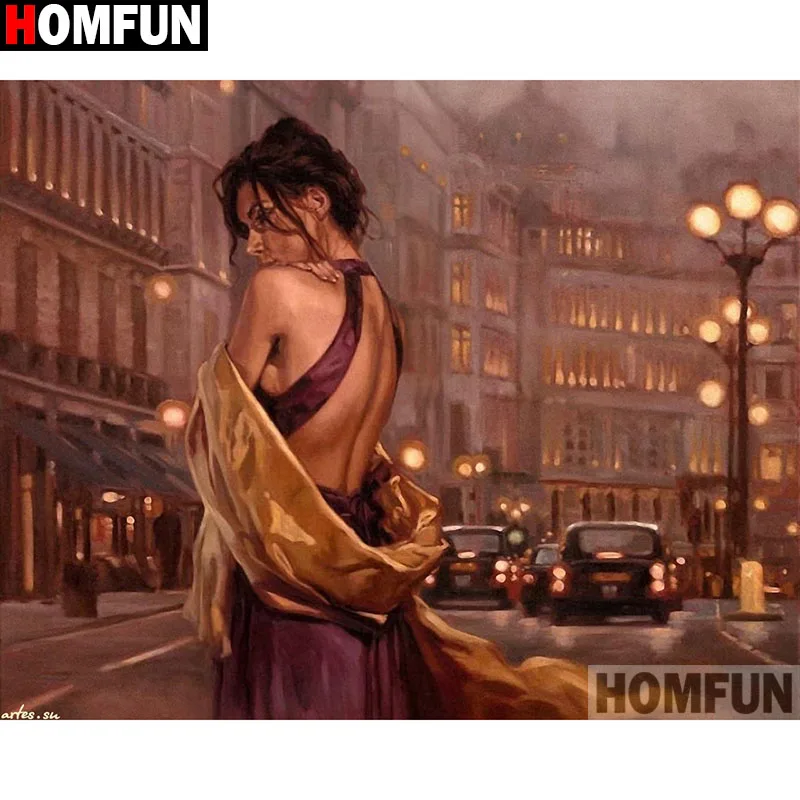 Алмазная вышивка HOMFUN A13757 5D сделай сам с квадратными/круглыми стразами Дом