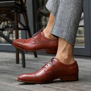 

Full Grain Leather Business Men Dress Shoes Retro Oxford Shoes For Men Vintage Handmade Men's leather shoes Casual Footwear