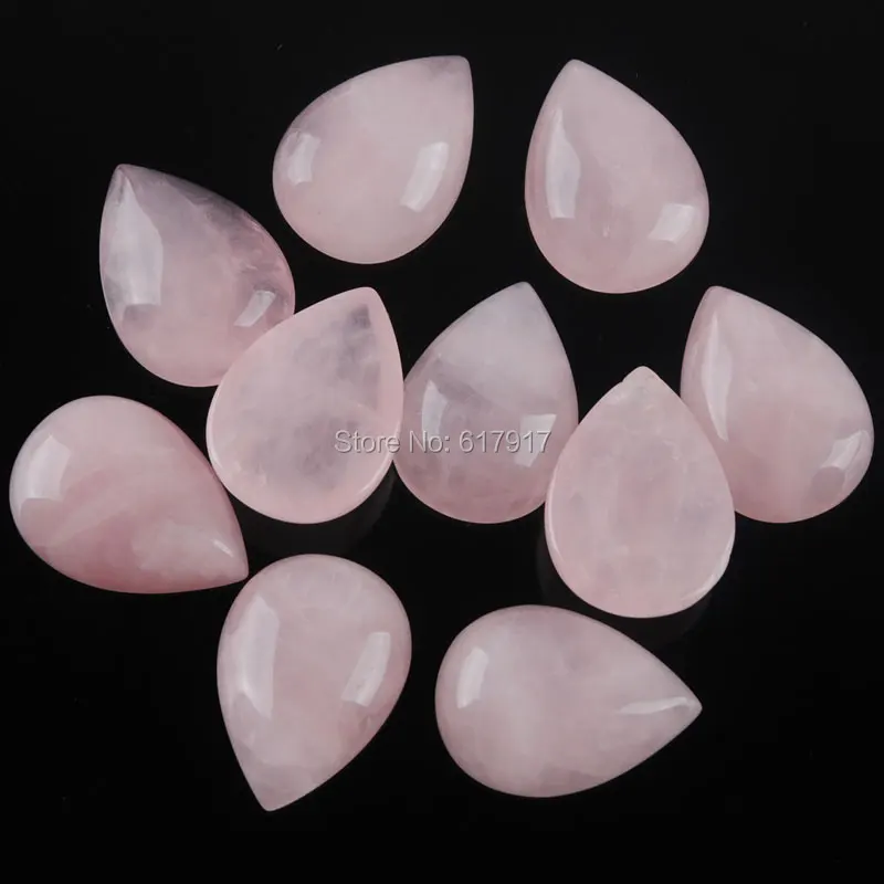 

RONGZUAN Free shipping 13x18MM Natural Rose Quartzs Gem Stones Teardrop Cabochon No hole Jewelry 10pcs/lot TU3039