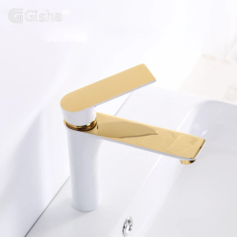 

Gisha New Basin Faucet Bathroom Sink Cold And Hot Faucet Deck Mounted Bath taps Faucet Brass Single Handle Faucet