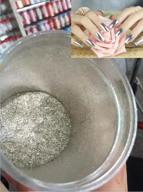 

New Arrived Silver Chrome Mirror Powder for Mirror Nails Mirror Effect Powder Pigment Use on UV gel nails 5150