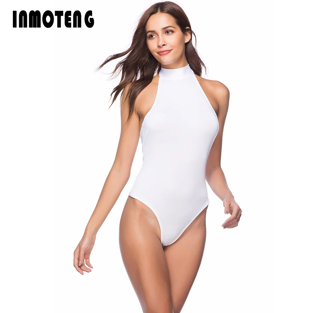 

Sexy Halter Backless Sling Zipper One Piece Bodysuit Summer 10 Solid Colors Sleeveless Skinny Leotard Women Beach Playsuits