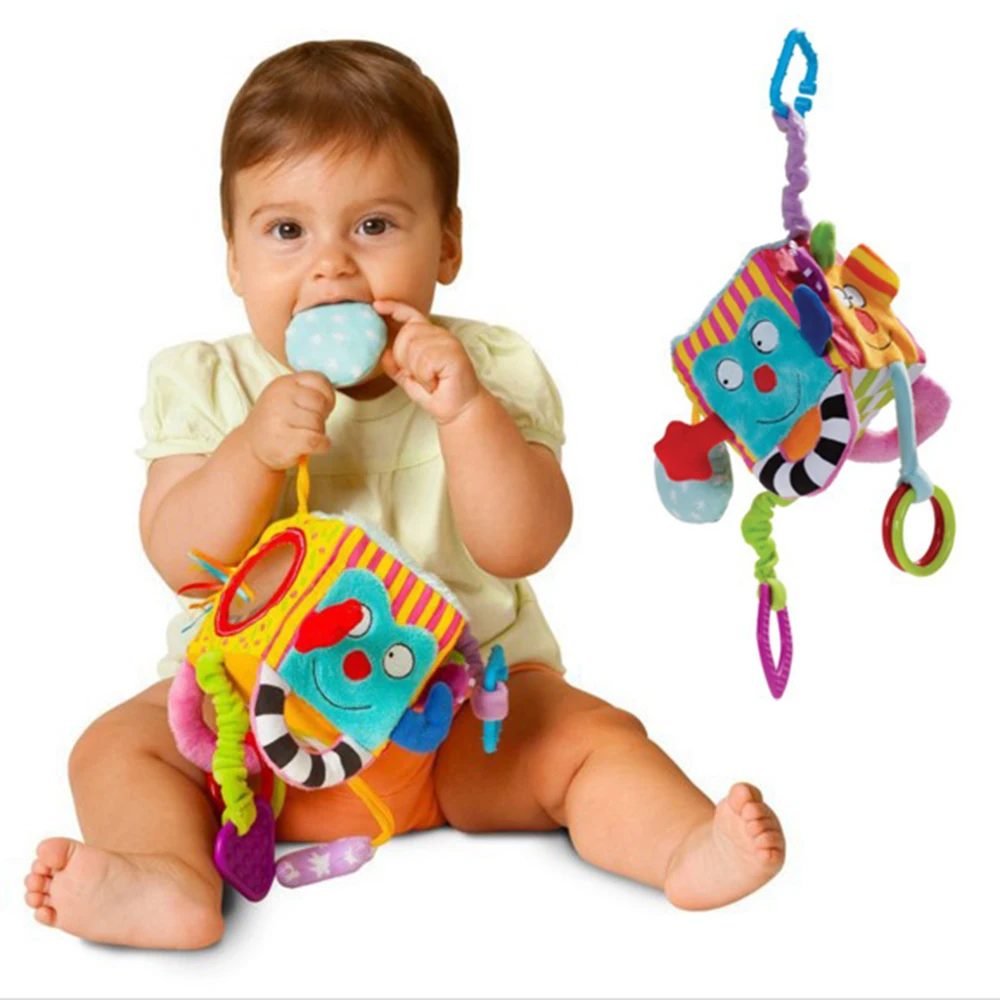 Игрушки для детская прогулочная коляска Мобильная детская игрушка плюшевая блочная муфта кубик-погремушка для раннего новорожденного Детские развивающие игрушки 0-12 месяцев