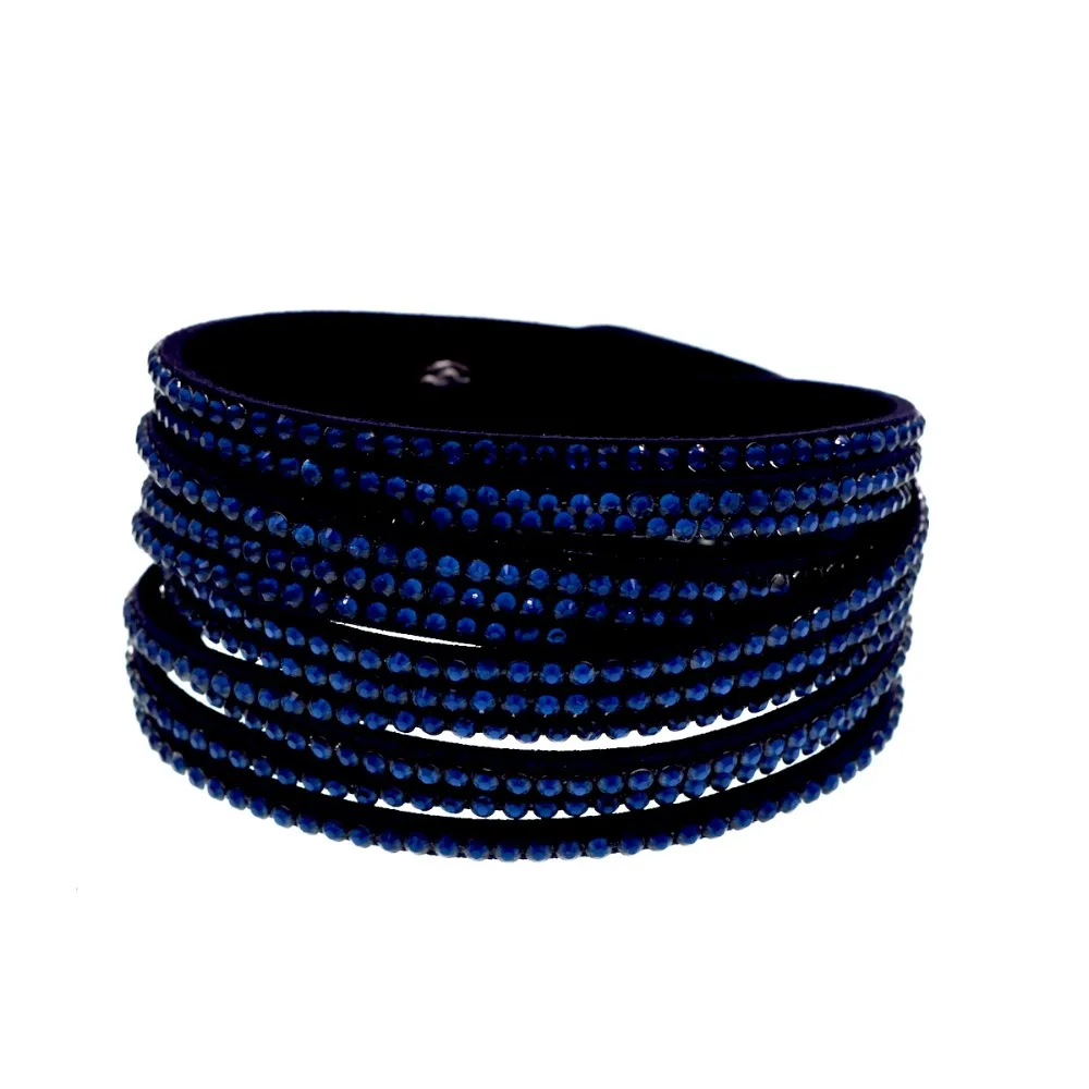 

fashion jewelry rhinestone crystal plain style Navy blue slake bracelet