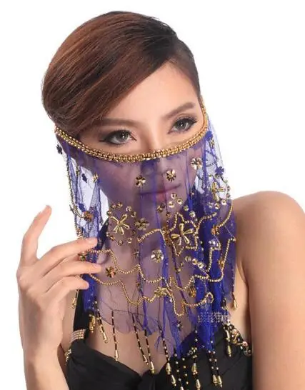 Indian Belly Dance Face Women Veil Tribal Belly Dancing Veils for Sale 12 colors Available High Quality Cheap - Цвет: royal blue