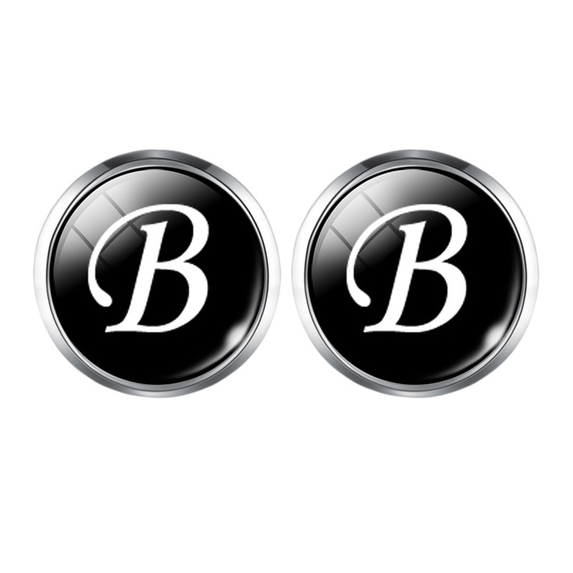 Fashion A-Z Single Alphabet Cufflinks Silver Color Letter Cuff Button for Male Gentleman Shirt Wedding Cuff Links Gifts