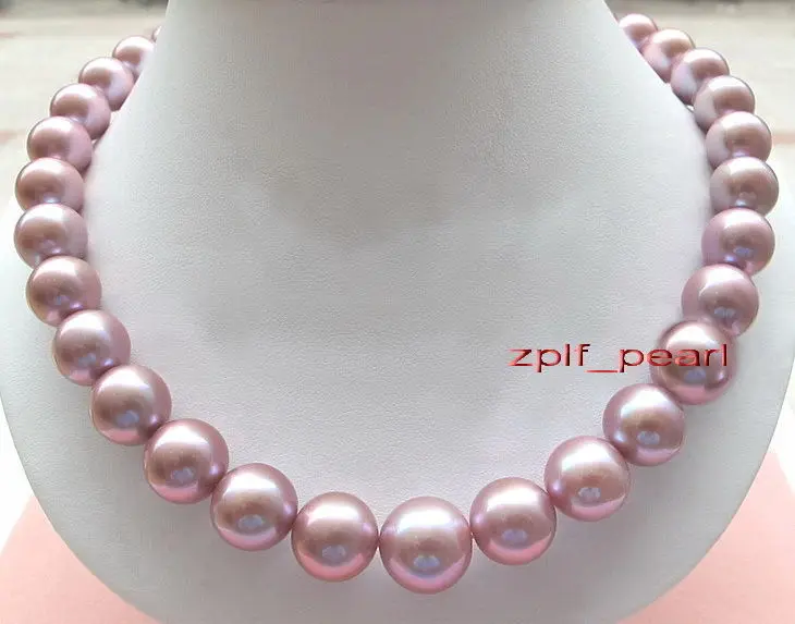 

elegant 11mm south sealavender round pearl necklace 925silver