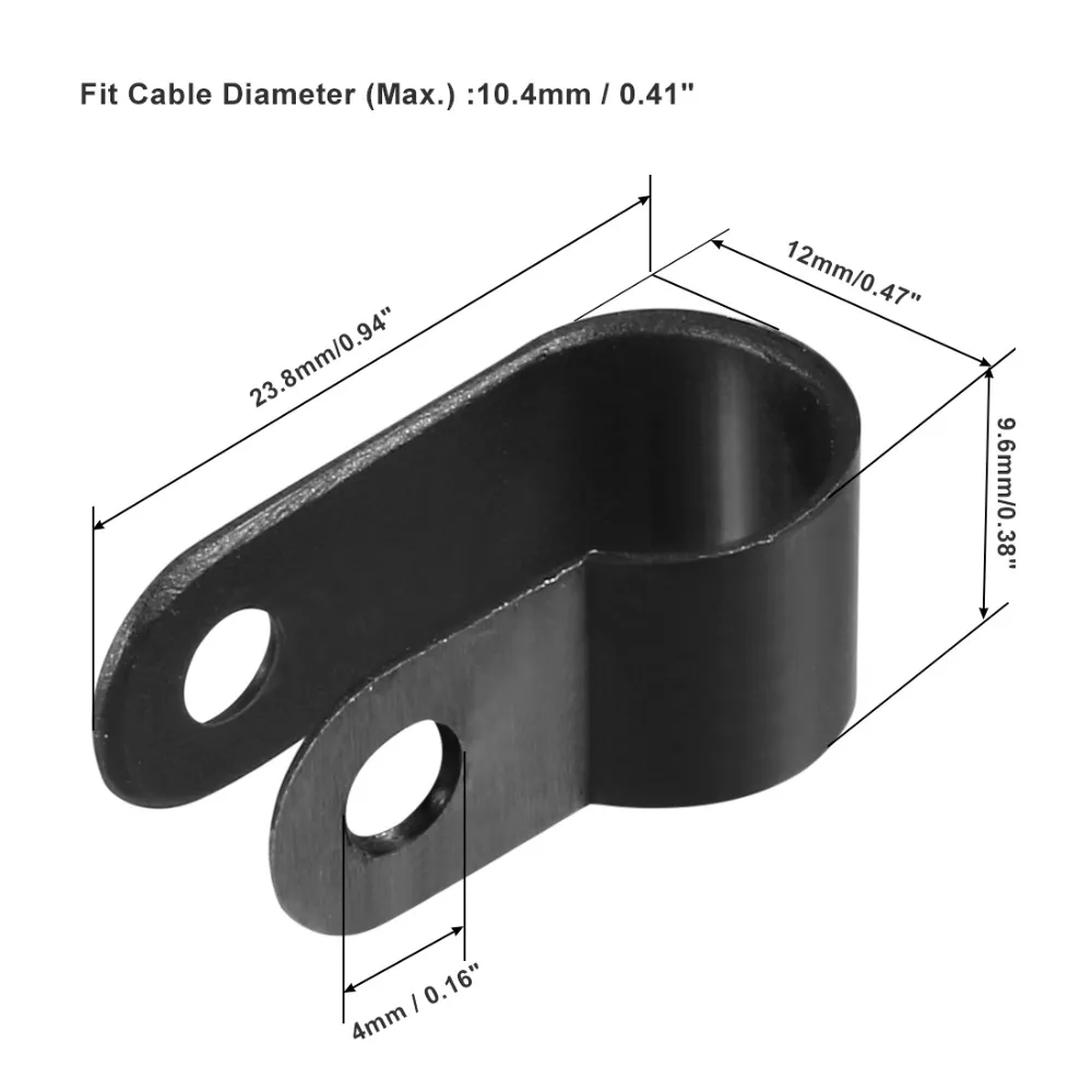 Uxcell Fit 3,1 мм/5 мм/10,4 мм кабельный Диаметр нейлон черный R-type кабельный зажим шнур органайзера зажимы для провода управления 200 шт./партия