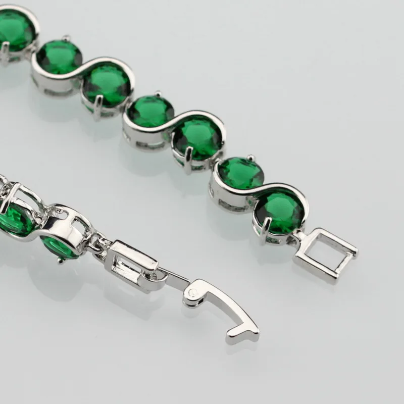 925 пробы серебряный маленький круглый Зеленый Изумрудный браслет для здоровья модные ювелирные изделия для женщин шкатулка для ювелирных изделий SL123