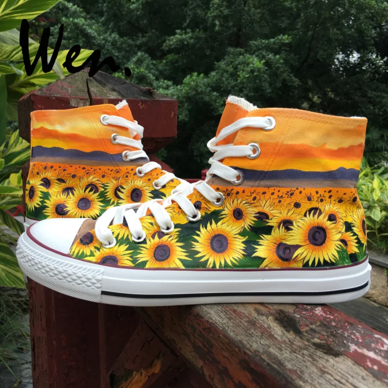 painting sunflowers on shoes