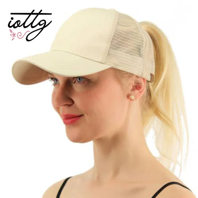 IOTTG High Quality Women’s Cap Ponytail Cap Messy Bun Baseball Cap Adjustable Snapback Hats