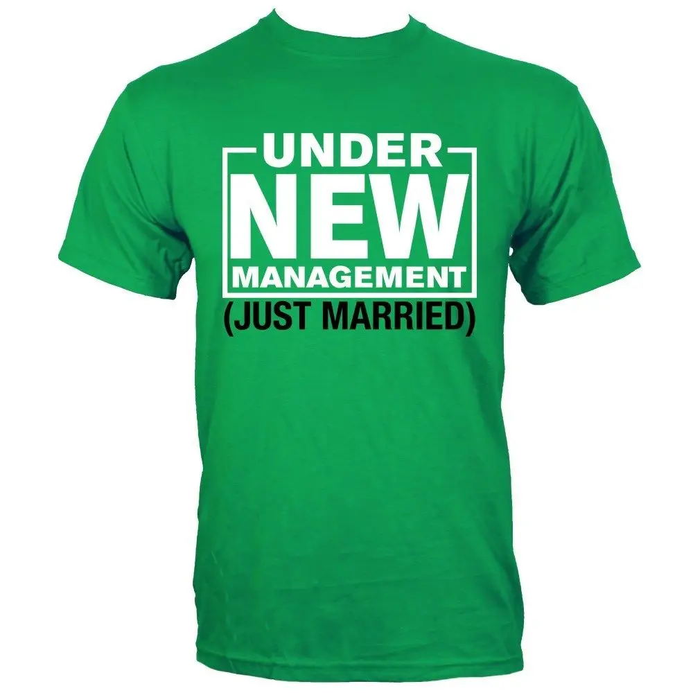 Под Новый Управление (Just Married) Для Мужчин's Зеленая футболка Рубашка с короткими