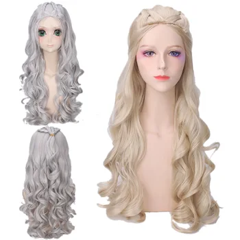 

Alice in Wonderland White Queen Alice Cosplay Wig Silver Grey Brown Long Curvy Blonde Wig