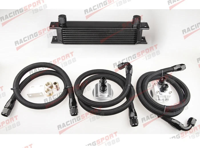 

Universal Engine transmission Oil Cooler kit 9 row 10AN + filter Relocation Kit