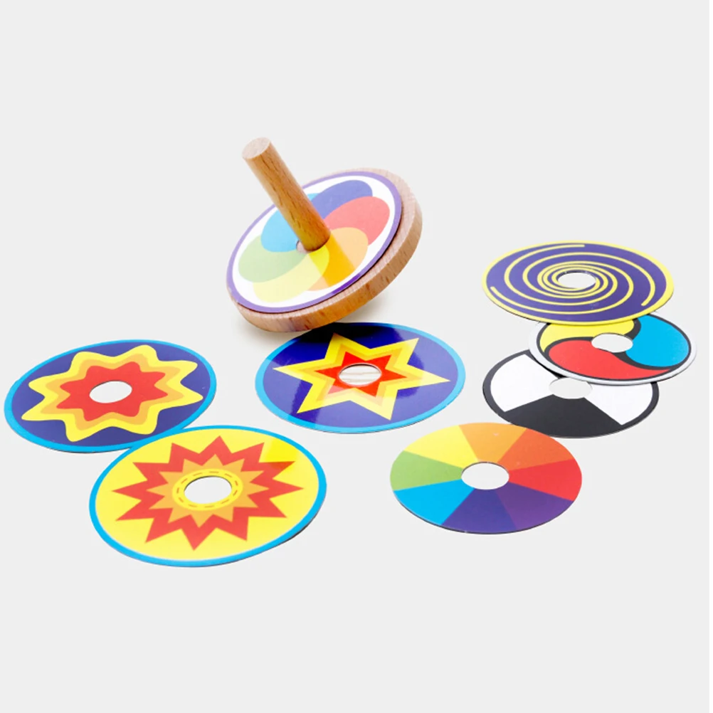 Hot Sale Classic Toy for Kids Funny Wooden Colorful Spinning Top with Drawing Cards | Игрушки и хобби