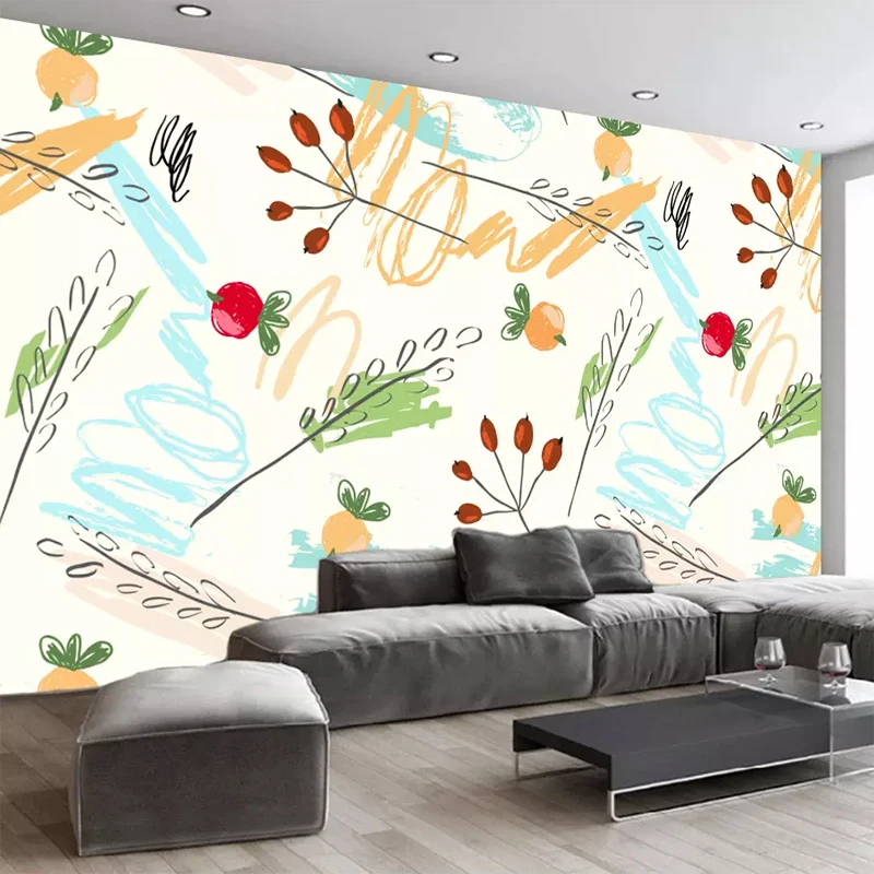 

Nordic Fashion Leaf Leaves Fruit Photo Wallpaper Living Room TV Background Wall Decoration Mural Wall Covering Papel De Parede